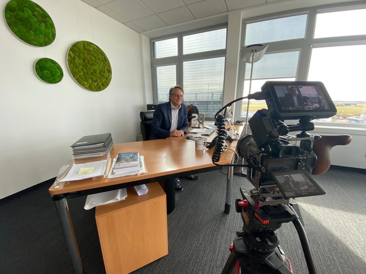 Videodreh mit Joachim Goldbeck zur Erweiterung Gewerbegebiet Hirschberg Süd.