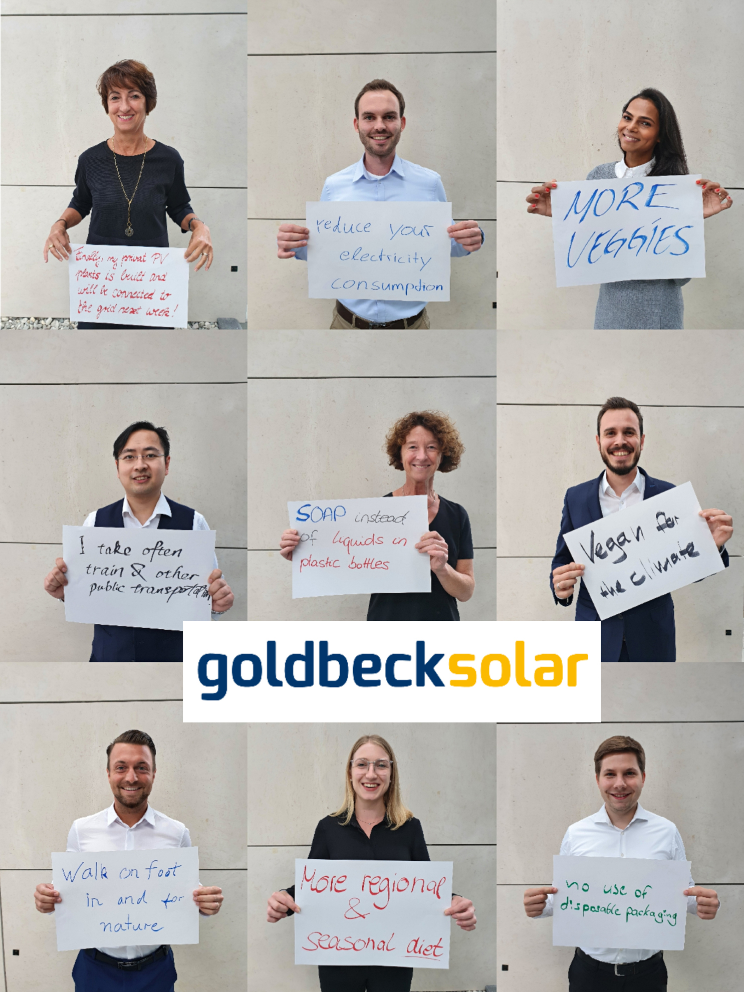 Mitarbeiter von Goldbeck Solar positionieren sich zur Nachhaltigkeit