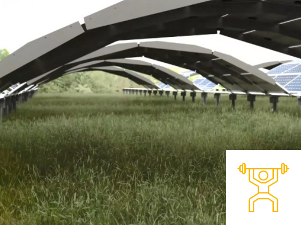 Rendering eines MarcS-Bogens. Darunter sieht man Pflanzen wachsen.