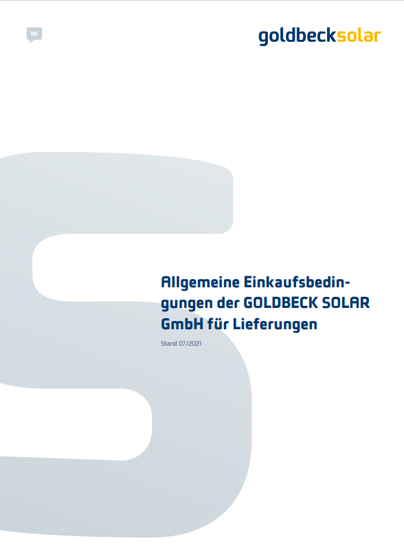 Allgemeine Einkaufsbedingungen der GOLDBECK SOLAR GmbH für Lieferungen