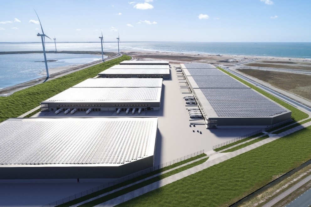 Luftaufnahme des Solarparks Maasvlakte in Rotterdam, Niederlande